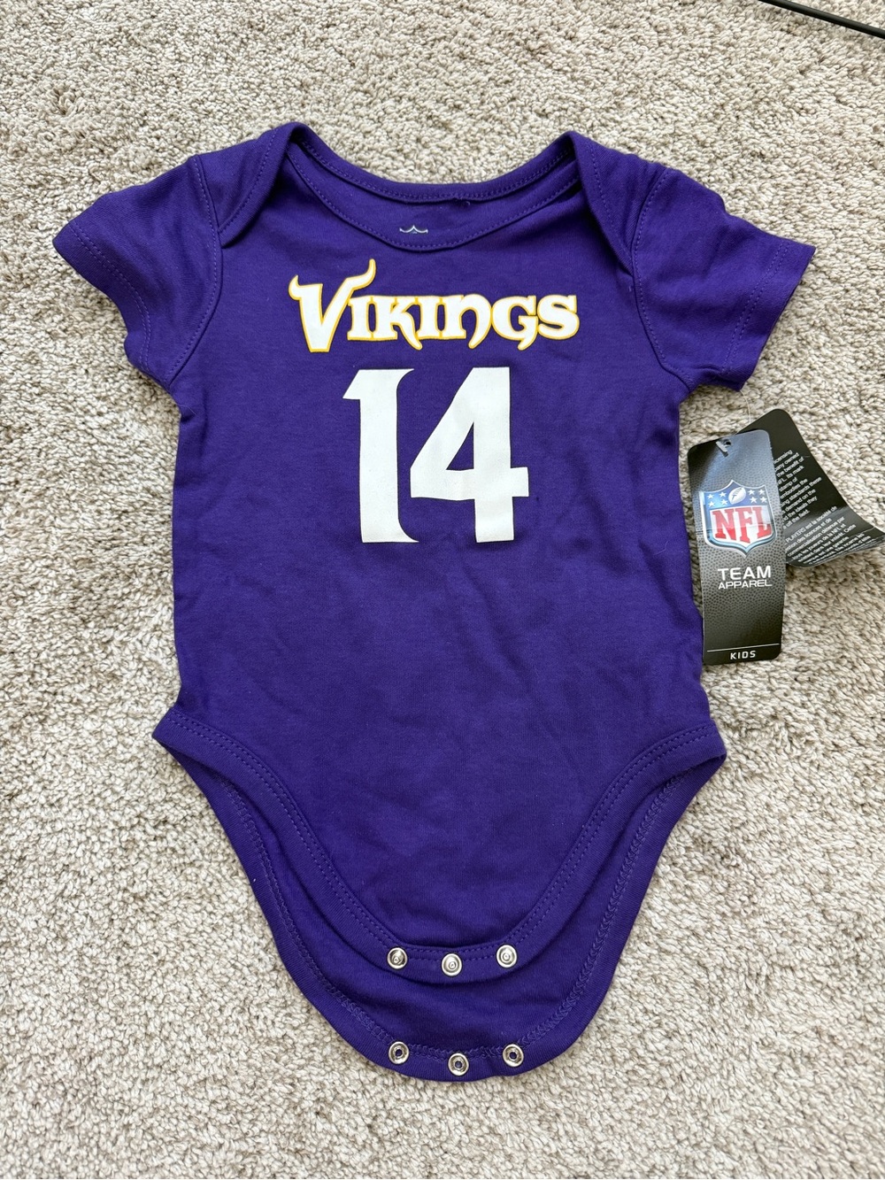 NFL Minnesota Vikings Purple Baby One-Piece with White 14